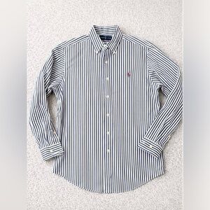 White with Navy Stripes Polo Ralph Lauren Custom Fit Button-Down – Like New